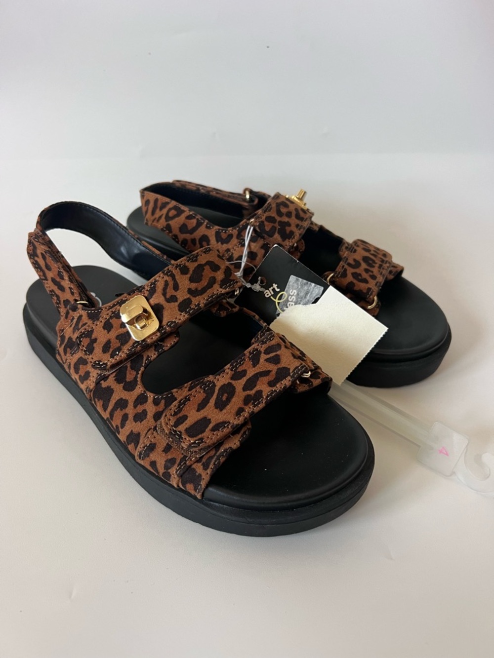 Leopard Platform Sandals Girls Youth 4 Chunky Velcro Buckle Trendy Y2K - Picture 2 of 8